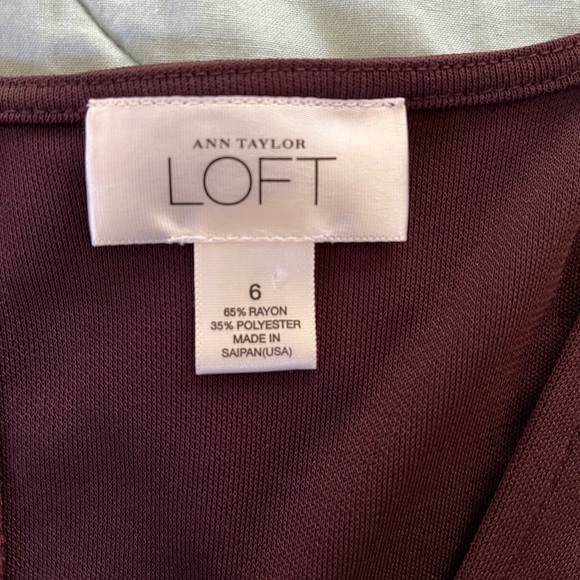 Vintage Ann Taylor Loft 50s Style Maroon Fit n Flare Dress Size 6 - Picture 5 of 8